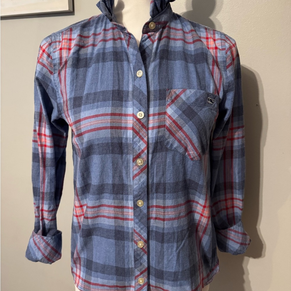 Vineyard Vines Blue and Red Plaid Blouse